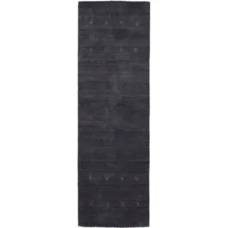 carpetfine Gabbeh Uni, Läufer grau, 80x400 cm | Moderner Teppich für Wohn- und Schlafzimmer