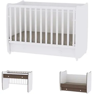 Lorelli Babybett Dream 60 x 120 cm umbaubar Schreibtisch Kinderbett Schaukelbett weiß - Weiß