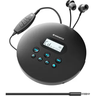 OAKCASTLE CD100 Tragbarer CD Player Mit Bluetooth | 12 Stunden Akkulaufzeit Wiederaufladbar | Discman für Auto und Kinder