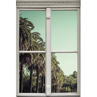 queence Wandsticker »Palmenallee« Wandsticker, Wandbild, selbstklebend, 3D, Fenster, grün