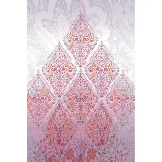 Plaid FLEURESSE "4223", bunt (rot, rosé, grau, orange), B:180cm L:270cm, Mako-Satin, Wohndecken, Plaid, Mako Satin, Baumwolle, 135x200, 155x220, 200x200cm, Reißverschluss