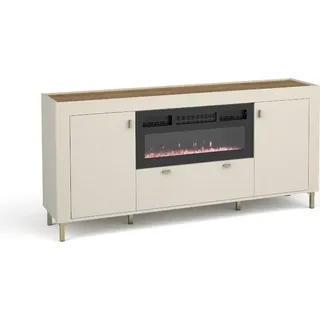BETTSO Kommode mit Kamin für Wohnzimmer stilvolle Erwärmung MOSSA Cashmere Beige - Beige