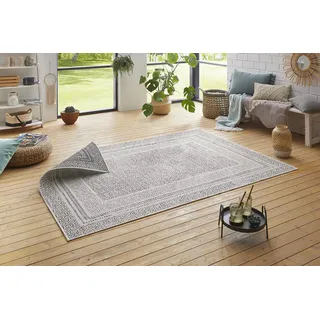 Hanse Home Flachgewebe Wendeteppich Frame für In- & Outdoor (100% Polypropylen, UV- und Witterungsbeständig, Fußbodenheizung geeignet), 80x150 cm, Grau/Creme