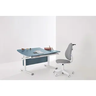 PAIDI Kinderschreibtisch »DIEGO CURVED GT, Schülerschreibtisch, ergonomisch, mitwachsend« stufenlos höhenverstellbar, geteilte Tischplatte neigbar, blau