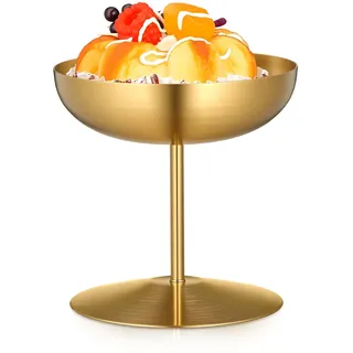 Alipis Edelstahl Eisschale Mit Hohem Fuß, Goldene Desserttasse FüR Partys Und Heimdekoration, 10.5Cm
