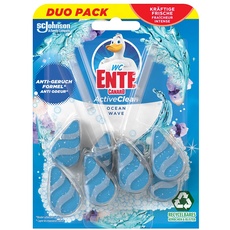 WC-Ente Active Clean WC Duftspüler-Einhänger Doppelpack, WC Reiniger, Ocean Wave, 8er Doppelpack (16 x 38,6 g)