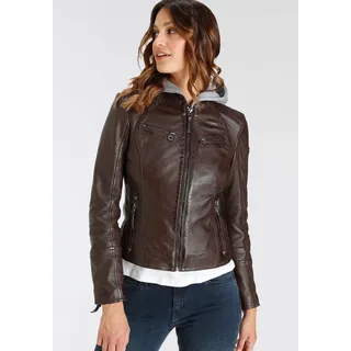 Mauritius Lederjacke »NOLA«, mit Kapuze, Two-in-One Style - mit abnehmbarer Jersey-Kapuze, braun