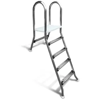 Hochbeckenleiter V2A CLASSIC Leiter Poolleiter Edelstahl 1x4 und 1x1 Stufe 1,20 m Poolhöhe