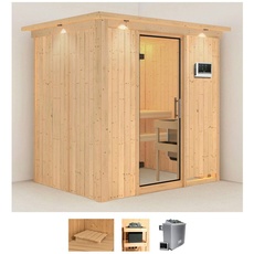 Bild Sauna »Bedine«, (Set), 9 KW-Ofen mit externer Steuerung beige