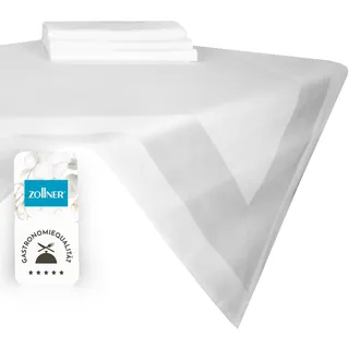 ZOLLNER 4er Set Damast Tischdecken in 90x90 cm aus Baumwolle - hochwertige Mitteldecke - klassisch und robust - aus strapazierfähigem Vollzwirn - waschbar bis 95°C - Hotelqualität