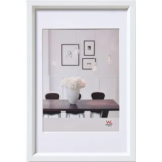 walther design Bilderrahmen weiss 30 x 45 cm mit Passepartout, Steel Style Kunststoffrahmen ES045W