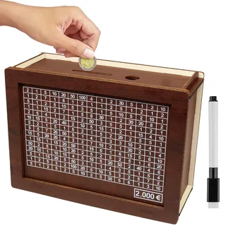 Spardose Holz, Sparbox, Sparschwein, Retro Sparbüchse Aufbewahrungsbox, Wiederverwendbare Spardose mit Zähler, Hilft die Gewohnheit Zum Sparen, Spardosen für Erwachsene