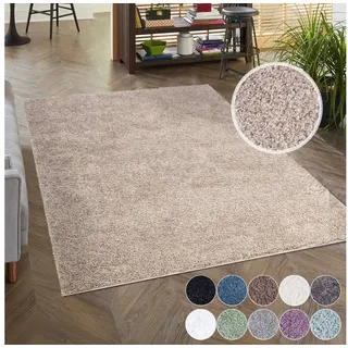 Carpet City Shaggy Hochflor Teppich - Läufer 80x300 cm - Sand-Beige - Langflor Flurteppich - Einfarbig Uni Modern - Flauschig-Weiche Teppiche Schlafzimmer Deko