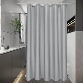 EurCross Duschvorhang 150x180 für das Badezimmer, Schmaler Wasserdicht Textile Stoff Badvorhang, Grau Schnell Trocknend Waschbar Anti-Schimmel Duschvorhänge mit 10 Ringen
