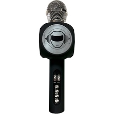 Bild Drahtloses Mikrofon mit Lautsprecher und Lichtern, Bluetooth®, Stimmwechselfunktion, Lichteffekte, Mikro-SD-Steckplatz, USB, Schwarz/Silber, MIC260