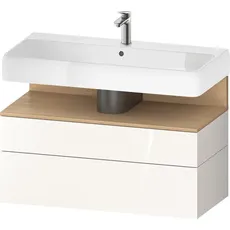 Duravit Qatego Waschtischunterbau, 1 Auszug und 1 Schublade, 990x470x590mm, Nische Eiche Natur, QA4395030, Farbe: Weiß Hochglanz/mit Nischenbeleuchtung