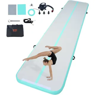 VEVOR Gymnastik-Luftmatte Aufblasbare Gymnastik-Tumbling-Matte, Tumbling-Bahn mit Elektrischer Pumpe, 498 x 101 x 10 cm Trainingsmatten für den Heimgebrauch/Fitnessstudio/Yoga/Cheerleading Grün