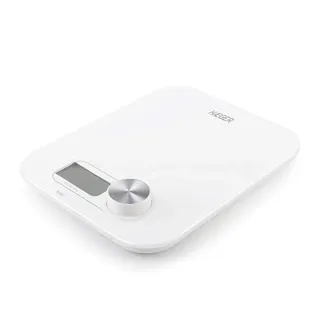 HAEGER NOBATT Küchenwaage ohne Batterien, max. 5 kg, Technologie ohne Batterie, Drehknopf zur Stromerzeugung, Tara-Funktion, Anzeige bei niedrigem Batteriestand und Übergewicht