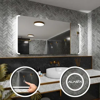 Rechteckiger Badezimmerspiegel mit LED-Beleuchtung und Touchschalter - Seattle - 180 x 80cm - Silber