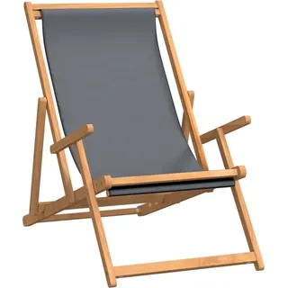 vidaXL Klappstuhl aus Massivholz, Teak, Grau - Grau