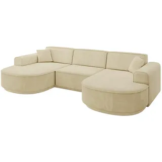 altdecor Eckcouch Samt 4-Sitzer Beige