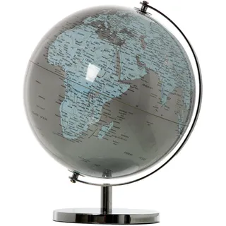 DONREGALOWEB Kugel der Welt-Globus Silber und Blau mit verchromtem Sockel 25 cm, Metall Acryl, ø25 cm