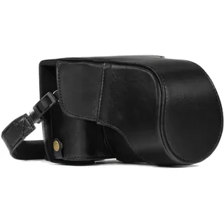 MegaGear MG981 Ever Ready Leder Kamera-Case mit Trageriemen kompatibel mit Fujifilm X-T30, X-T20, X-T10 (16-50mm / 18-55mm Lenses) - Schwarz