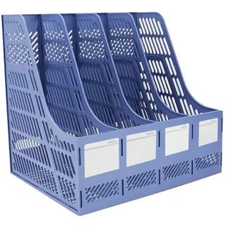 SAYEEC Stehsammler A4 Kunststoff, Aktenhalter Vertikale Büro Ordner Zeitschriftensammler Schreibtisch-Organizer für Schule, Büro, Papier Aufbewahrung Blau