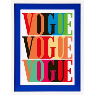 queence Bild mit Rahmen »Vogue, Sprüche, Text« Fashion   Kunst   Magazincover 1 Stk. tlg. Poster mit buntem Acrylglas Passepartout, blau