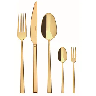 Sambonet Besteckset , Goldfarben , Metall , 60-teilig , lebensmittelecht , Besteck, Besteck-Sets