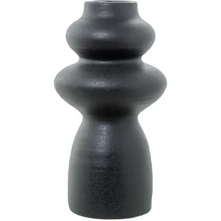 DRW Abstrakte Tischvase aus Keramik, Schwarz, 17 x 17 x 32 cm, Medidas: 17x17x32cm