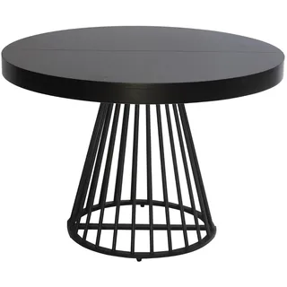 Menzzo Grivery Runder Ausziehtisch mit schwarzen Beinen, Schwarz