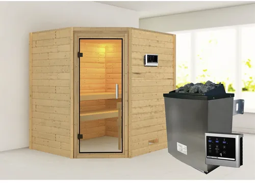 Bild von KARIBU Sauna Mia - 9 kW Saunaofen mit externer Steuerung, für 3 Personen beige