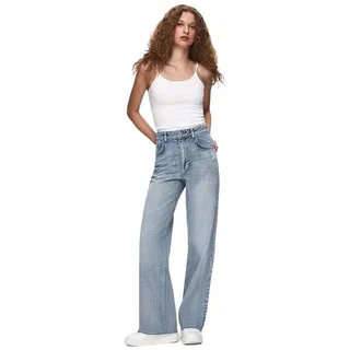LTB Damen Jeans Danica L - High Waist - Wide Fit Blau W27-W34 Baumwolle Stretch, Größe:29W / 30L, Farbe:16059-55681 Jaelle Wash