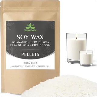 Sojawachs für Kerzen, Premium Kerzenwachs 0.2kg von Waxcanpy,kerzenwachs zum gießen, 100% Natürliches Öko Sojawachs für Kerzen