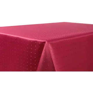 BEAUTEX Tischdecke Damast Punkte - Bügelfreies Tischtuch - Fleckabweisende, Pflegeleichte Tischwäsche - Tafeltuch, Eckig 130x260 cm, Bordeaux