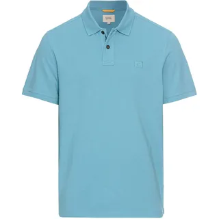Poloshirt CAMEL ACTIVE, Herren, Gr. L, steel blau, Piqué, Obermaterial: 100% Baumwolle, unifarben, normal hüftbedeckend, Rundhals, Shirts Poloshirt, normale Passform, Polokragen, 2-Knopf-Form, mit Logo-Stickerei