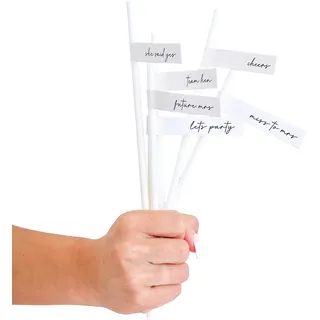 Ginger Ray Ginger RayOff-White-Papier-Trinkhalme mit Slogan-Flaggen-Junggesellinnenabschied, 16 Stück