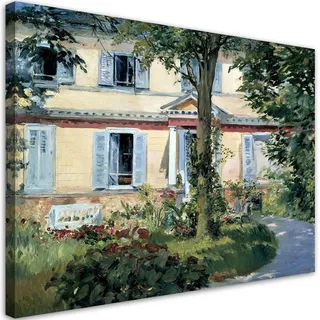 Feeby Wandbild reproduktion des gemäldes landhaus in rueil édouard manet , Multicolor , Textil , Stadtarchitektur , Rechteckig , 60x40 cm , Bilder & Rahmen, Bilder, Leinwandbilder