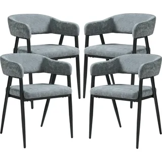 Esszimmerstuhl 'Kohlmand' 4er Set gepolstert Webstoff Dunkelgrau - Dunkelgrau