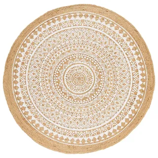 Linea Natura Juteteppich , Naturfarben, Weiß , Textil , Mandala , rund , AZO-frei , leicht zusammenrollbar , Teppiche und Böden, Teppiche, Runde Teppiche