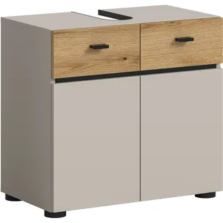 Waschbeckenunterschrank WELLTIME "VANN, Breite 60cm, 2 Türen, 2 Fächer, mit Siphonausschnitt", kaschmir, evoke oak nachbildung, schwarz, B:60cm H:56cm T:35cm, FSC-zertifizierter Holzwerkstoff, Schränke, Waschbeckenunterschrank, Waschtisch, Waschbeckenschrank, Kommode, Schrank, Badezimmer, Bad