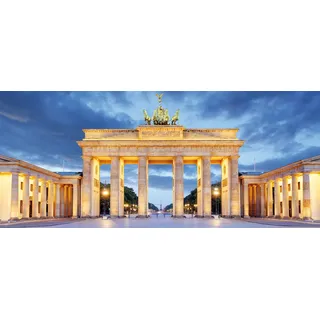 Bönninghoff Leinwandbild "Wandbild BRANDENBURGER TOR XXL 60x140 cm – Leinwandbild Keilrahmen" Architektonische Elemente  Bauwerk  Berlin 1 Stk. tlg. auf Keilrahmen gespannt, farbe bild(er): blau, gold