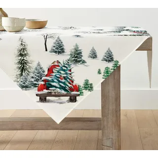 Artoid Mode Lastkraftwagen LKW Baum Weihnachten Tischdecke, Saisonnal Tischwäsche Winter Küche Tisch Dekoration Drinnen Urlaub Party Dekor 85x85 cm