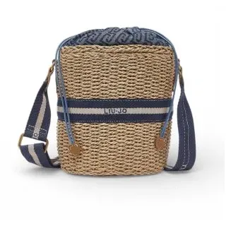 Liu Jo für Damen. AA6218 A0005 Raffia Umhängetasche braun, blau (OSFA), Lässig, Stoff