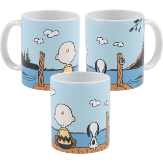The Peanuts Snoopy Tasse - See Charlie Brown Kaffeetasse Becher Kaffeebecher aus Keramik Weiß 320 ml