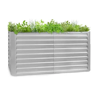 Blumfeldt Hochbeet aus Metall, Wetterfestes Stahl-Hochbeet für Balkon & Garten, Rostfreies Hochbeet Verzinkt, Freistehende Hochbeete 200x90x100 cm, 1800L Pflanzkübel Groß für Blumen, Obst, Gemüse - Silber