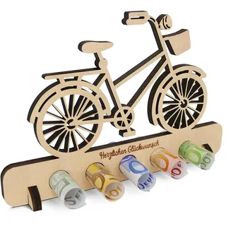 Sugeru Geldgeschenke Geburtstag - deko Fahrrad | Geldgeschenk Reise | Geschenke aus Holz - Geschenke Geldgeschenk für Frauen und Männer | Urlaubskasse Spardose | Camping Deko (Fahrrad)