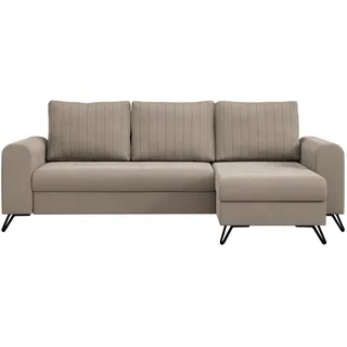 MKS Ecksofa Axel Samt Beige , Textil , L-Form,L-Form , 242x140 cm , Wohnzimmer, Sofas & Couches, Wohnlandschaften, Ecksofas