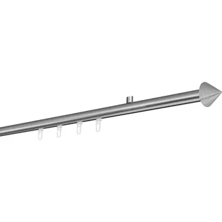 Gardinenstange Maß Innenlauf 20mm Spitze 1-lauf Decke Farbe: Edelstahl-Optik, Größe: 290cm - Silber